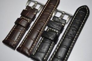 Replacement Panerai Watch Bands - Black Leather 24MM
